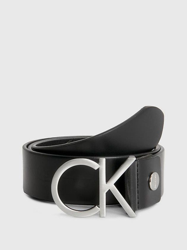 Calvin Klein USA Leather Logo Womens Belt Black 8095736-SM